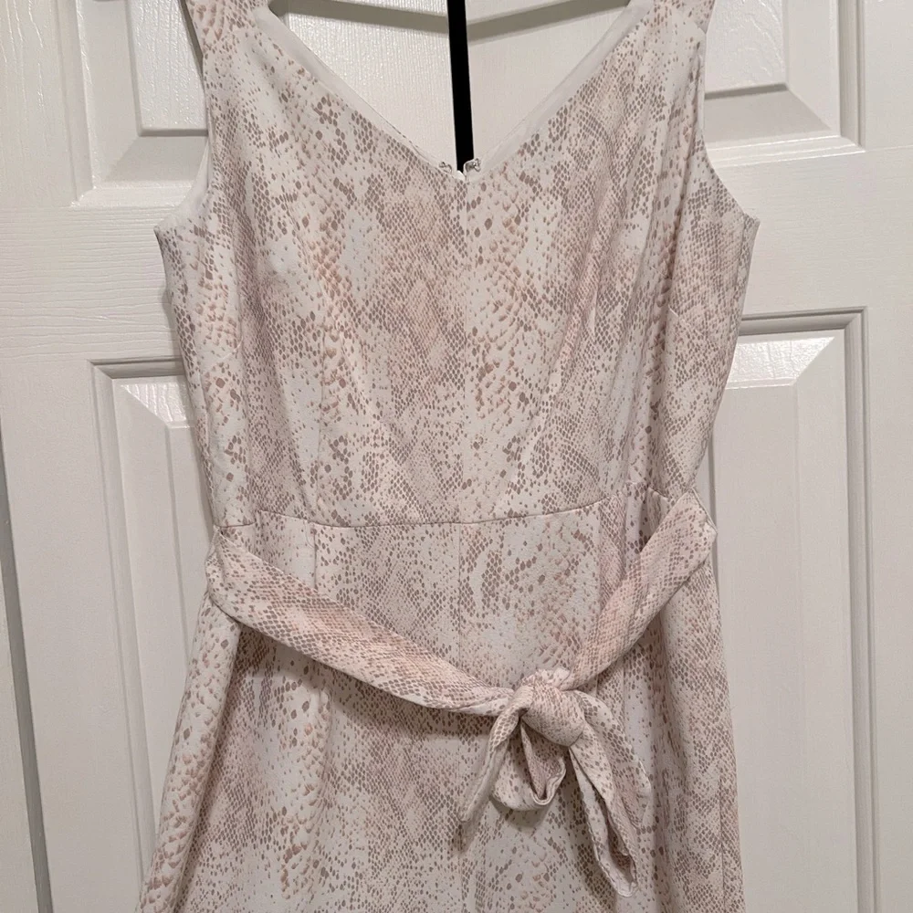 LOFT White Pink Snake Print Jumpsuit (6) - Picture 4 of 7